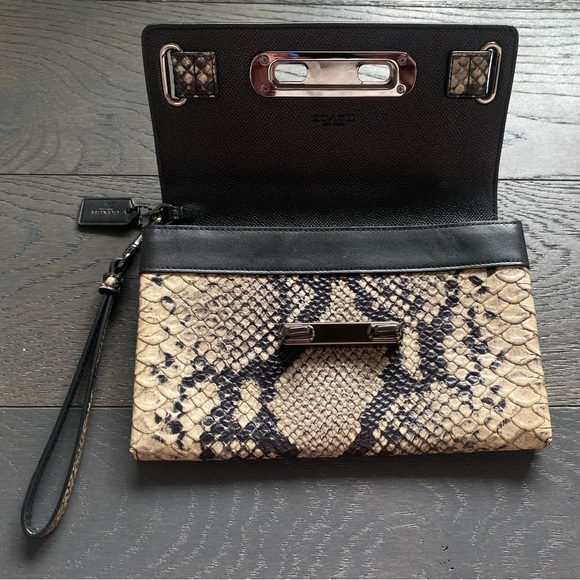 Coach Swagger Embossed Python Clutch - Picture 2 of 4